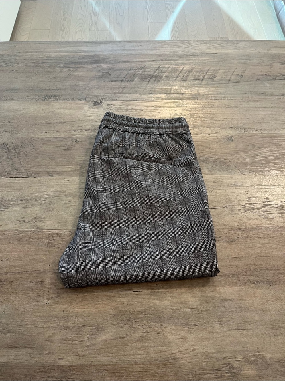 Jack & Jones Men's Gray Plaid Elastic-Waist Trousers